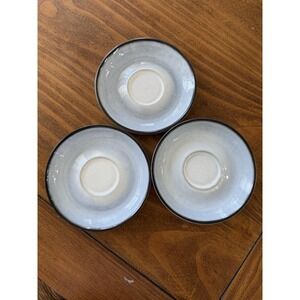 Set Of 3 Denby Studio Saucers 6"  Langley  England Gray Tan Brown Vintage MCM